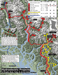 map of river hydro projects on BC south coast