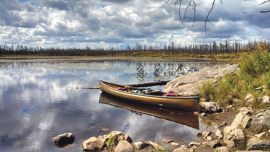 Land & Reconciliation | Photo: Eli Sagor | Wild rice lake, canoe