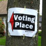Elections BC "Voting Place" sign on telephone pole