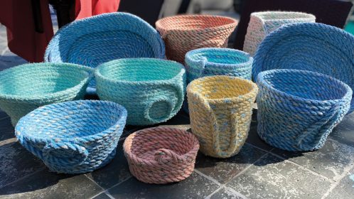 baskets made of recycled fishing nets