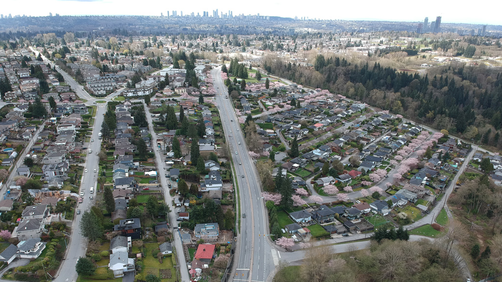 Looking west from Burnaby to Vancouver