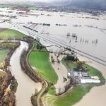 Aerial photo of flood devastation over Abbotsford and Chilliwack BC, November 23, 2021
