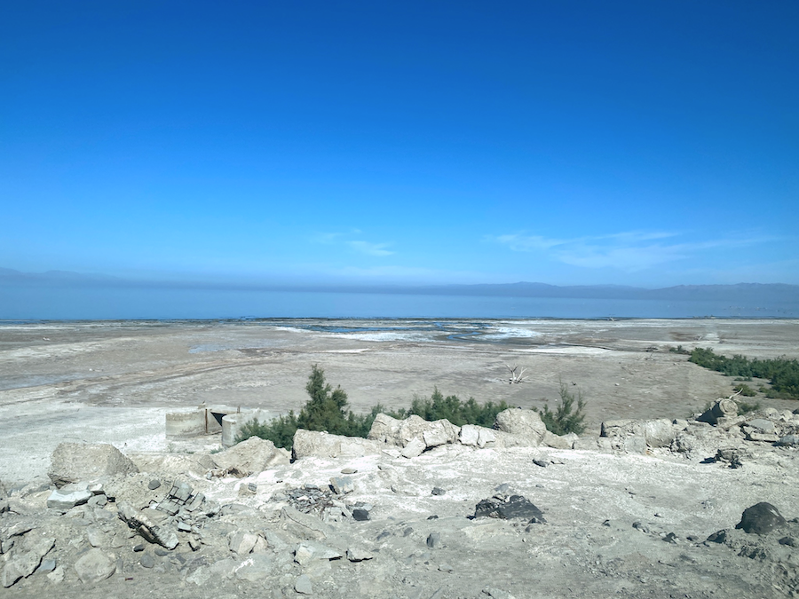 landscape showing receding edge of salton sea